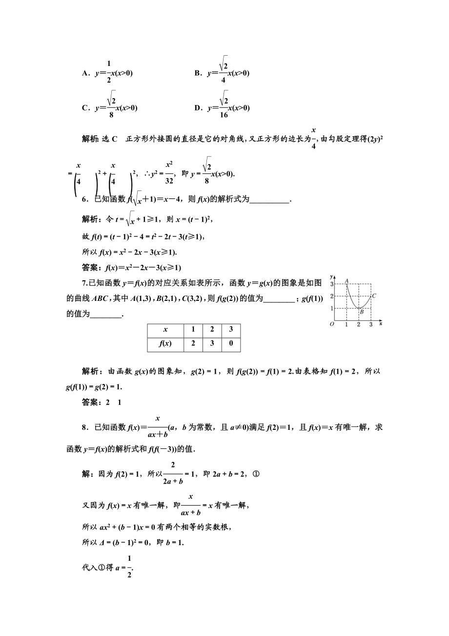 课时跟踪检测（十四） 函数的表示法.DOC_第2页