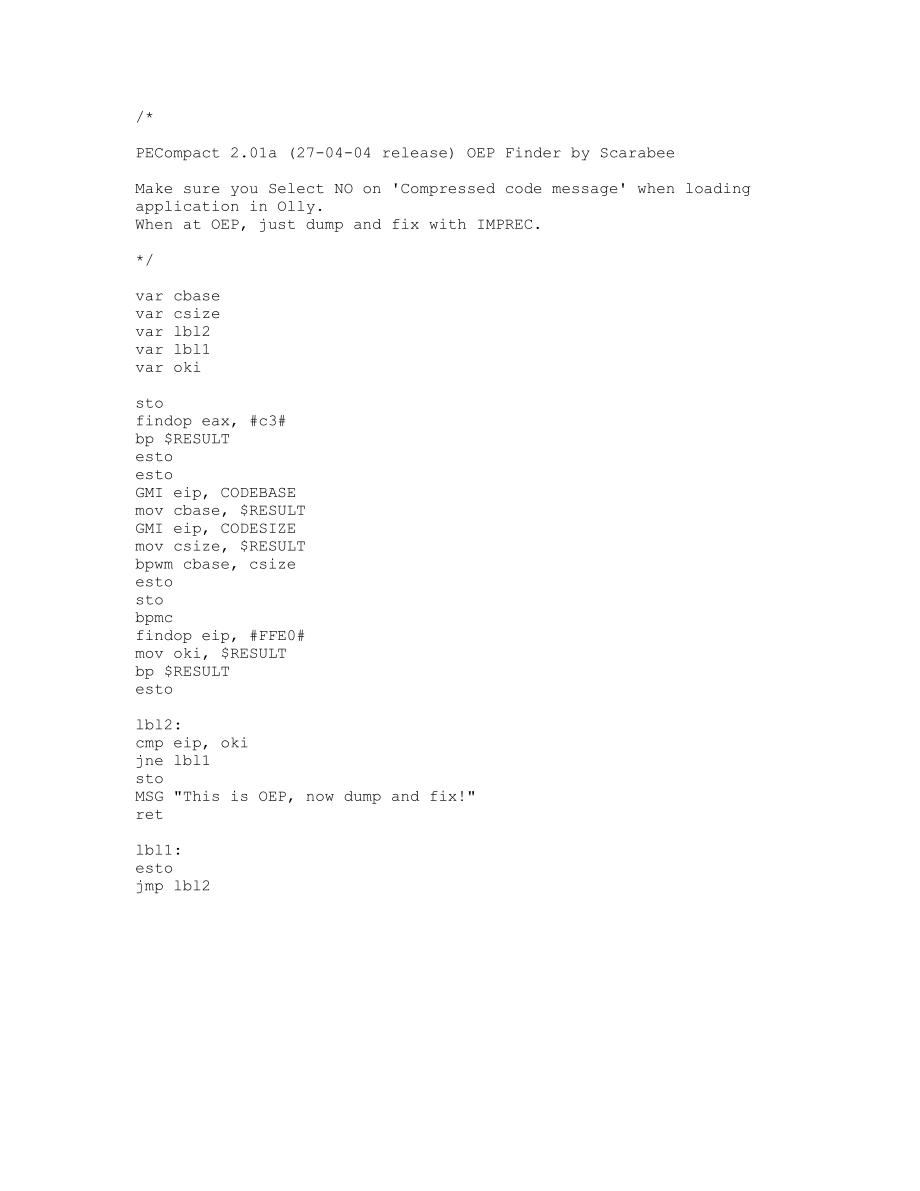 PECompact 2.01a OEP Finder.txt_第1页
