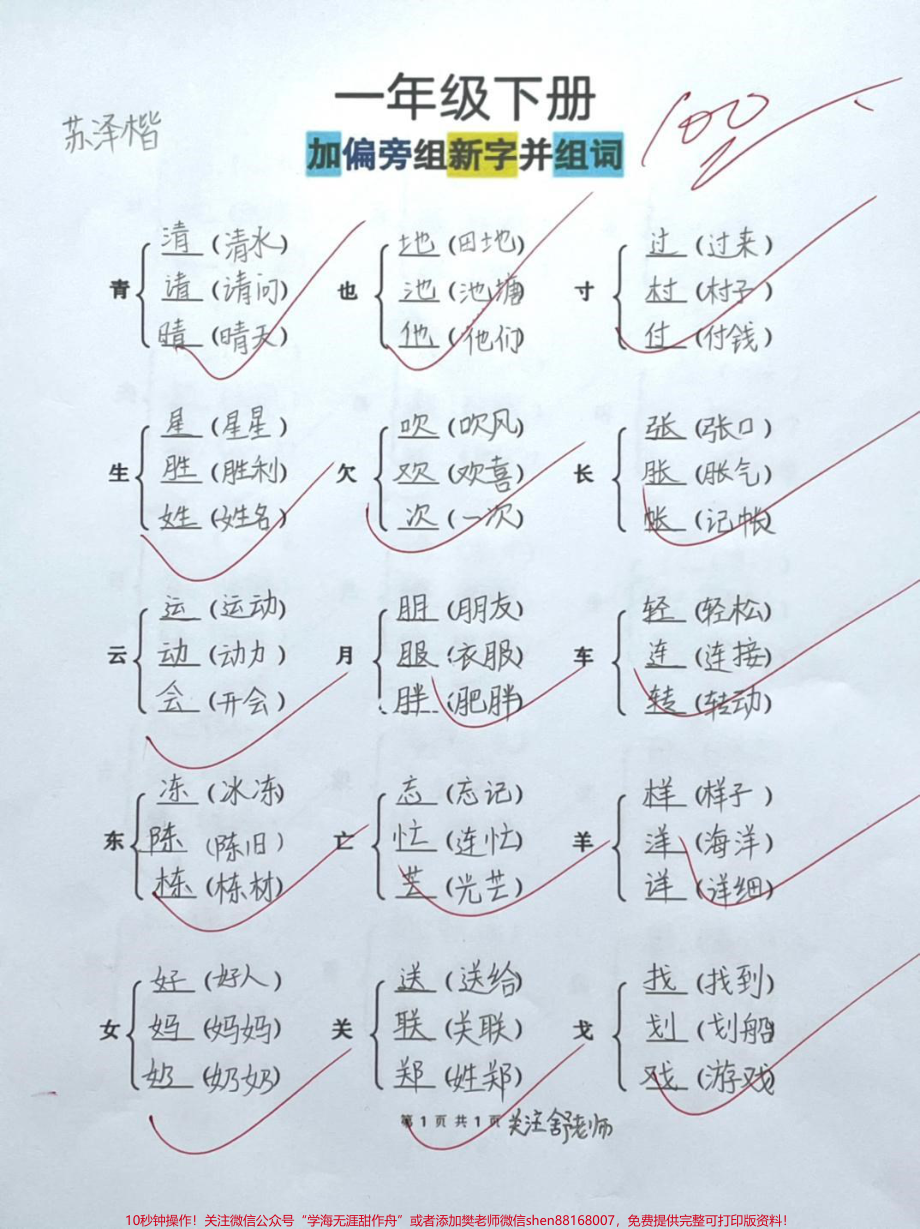 加偏旁组新字并组词小学生收藏#抖音520宠爱季 #涨知识 #总能选到中意的 #二年级 #教育.pdf_第1页