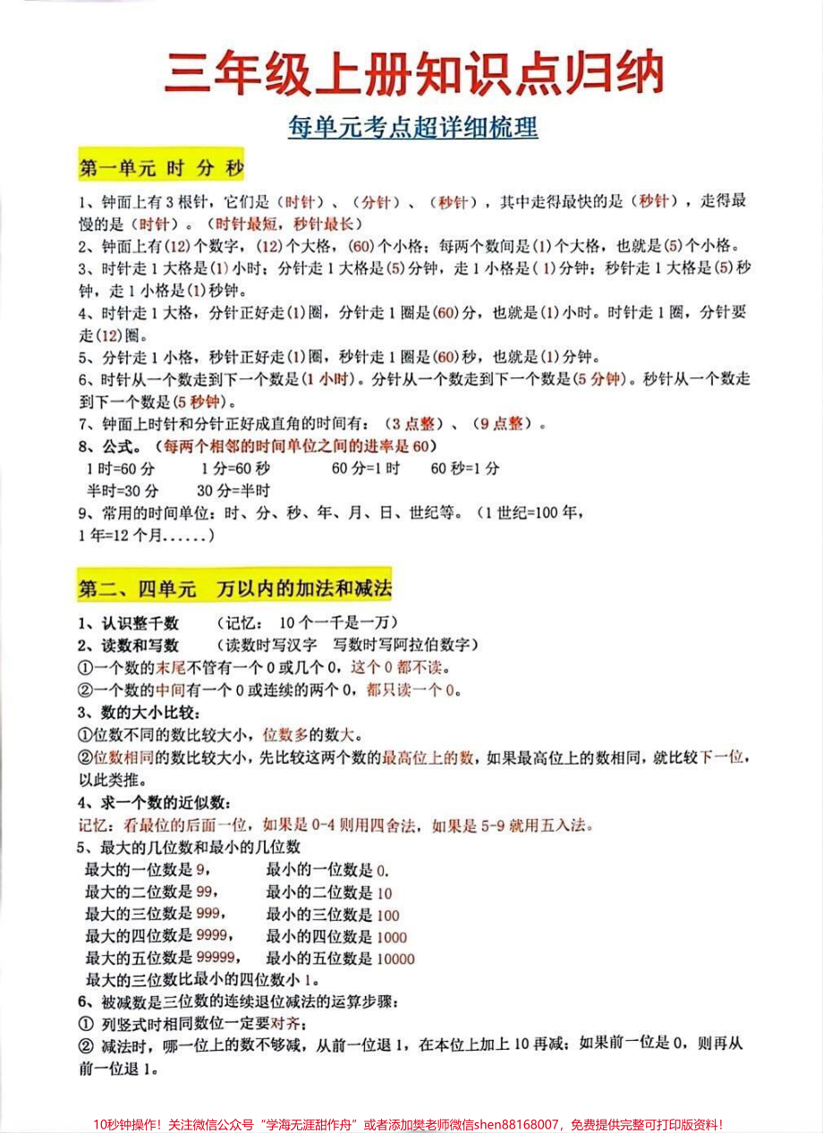 三年级上册数学知识点总结#三年级数学重点难点 #三年级数学 #期末复习.pdf_第1页