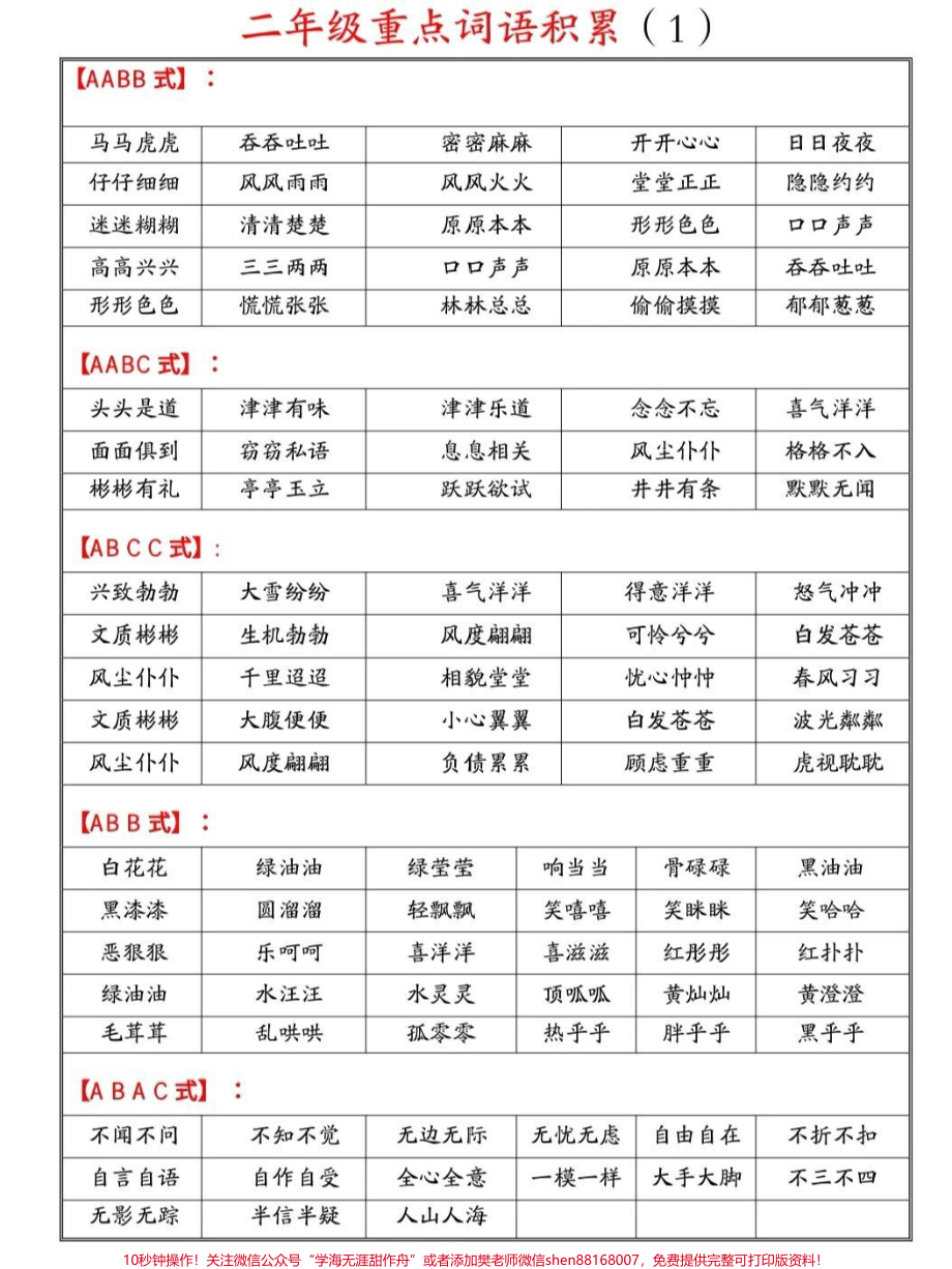 二年级重点词语积累可以给孩子打印反复晨读用#语文 #知识点总结.pdf_第1页