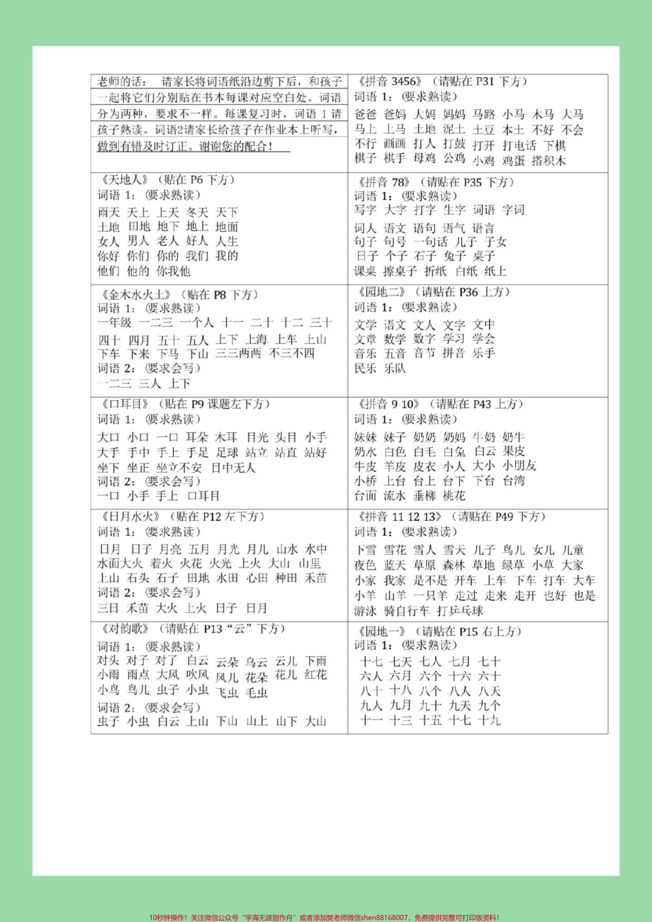 #家长收藏孩子受益 #一年级 #语文 #词语积累 家长为孩子保存太全了.pdf_第2页