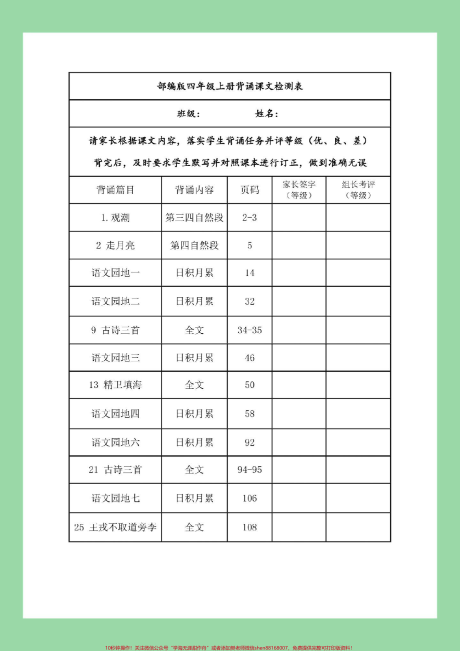 #学习资料分享 #好好学习 #暑假 #四年级语文 家长为孩子保存假期预习背一背.pdf_第2页