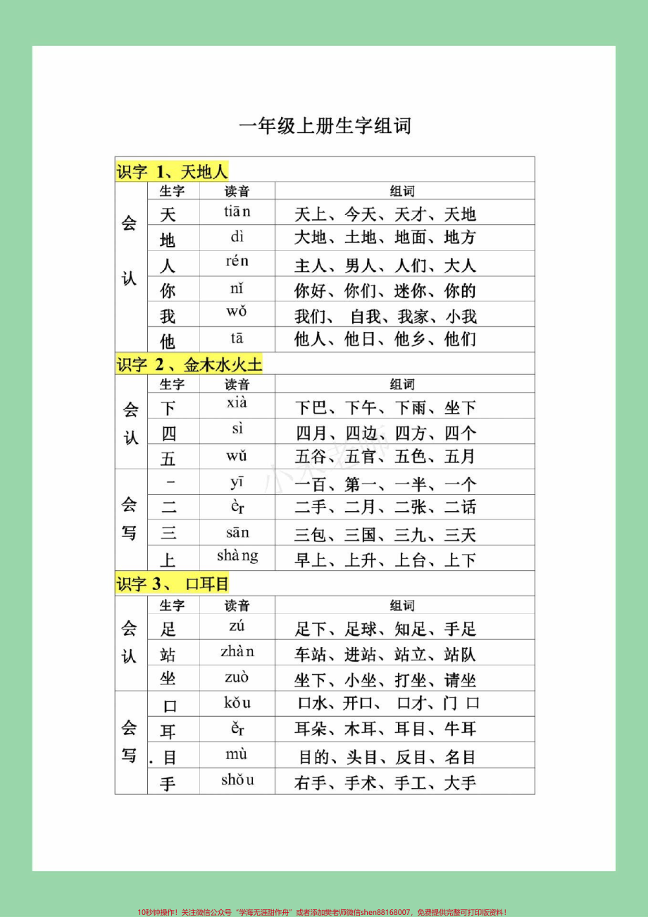 #家长收藏孩子受益 #必考考点 #一年级语文 #生字组词 家长为孩子保存练习可打印.pdf_第2页