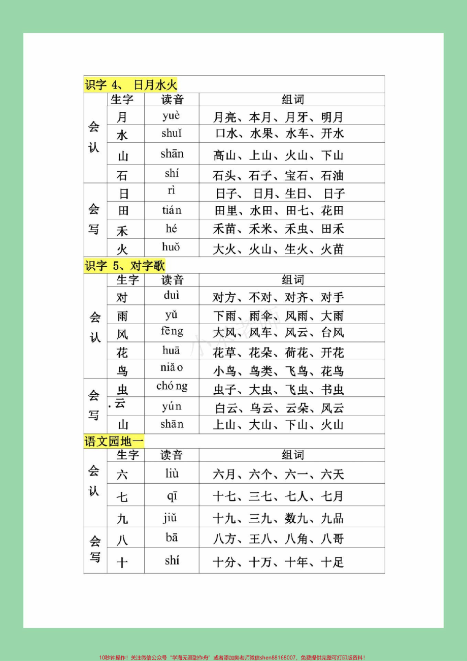 #家长收藏孩子受益 #必考考点 #一年级语文 #生字组词 家长为孩子保存练习可打印.pdf_第3页