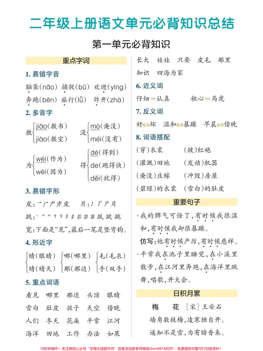 二年级上册语文必背知识点#小学语文 #知识点总结.pdf_第1页