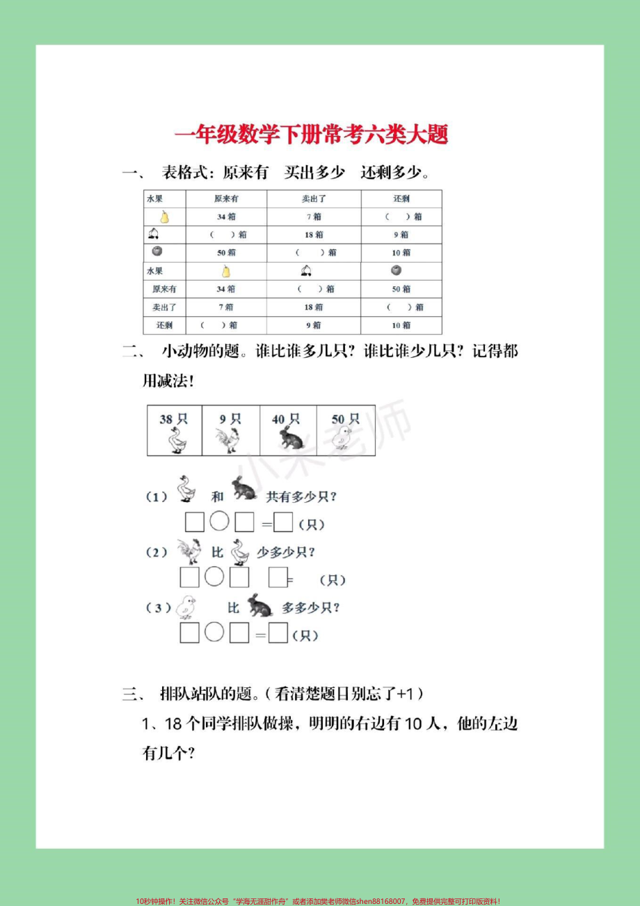 #家长收藏孩子受益 #必考考点 #2022高考必胜 #一年级下册数学#易错题.pdf_第2页