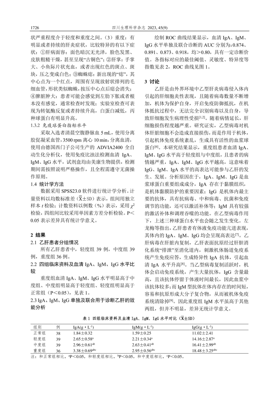 血清IgA、IgM、IgG检测对慢性乙型肝炎的诊断效能分析.pdf_第2页