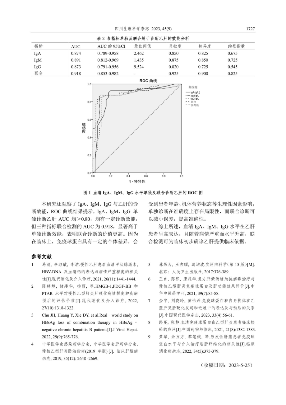 血清IgA、IgM、IgG检测对慢性乙型肝炎的诊断效能分析.pdf_第3页