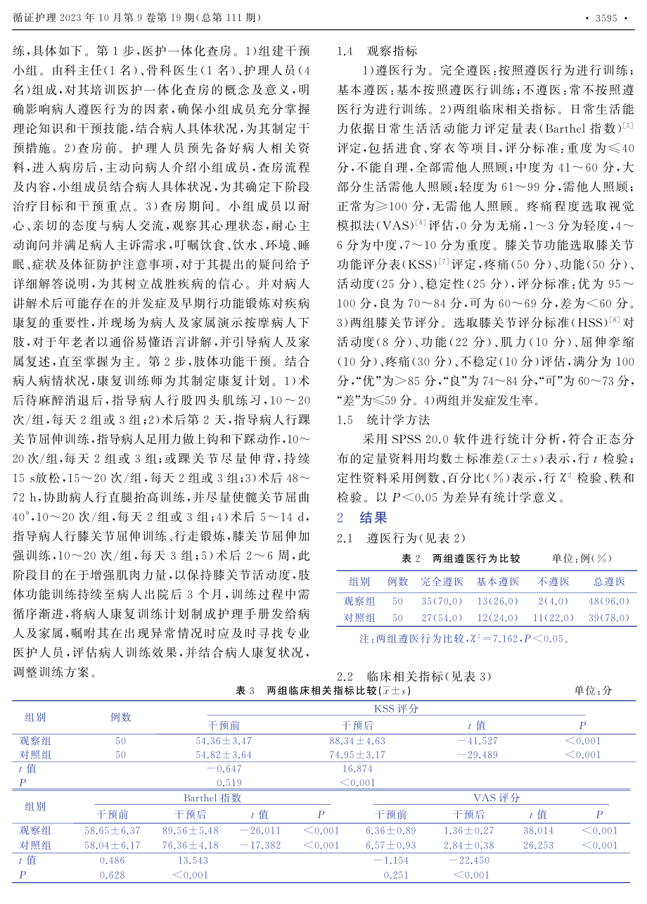 医护一体化查房联合肢体功能训练在膝关节镜术后康复中的应用.pdf_第2页