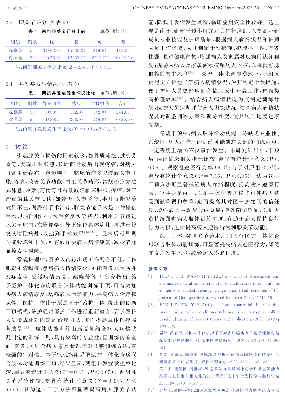 医护一体化查房联合肢体功能训练在膝关节镜术后康复中的应用.pdf_第3页