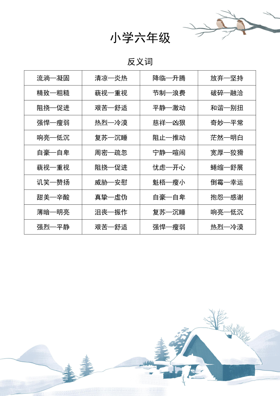 六年级语文近义词和反义词汇总.pdf_第1页