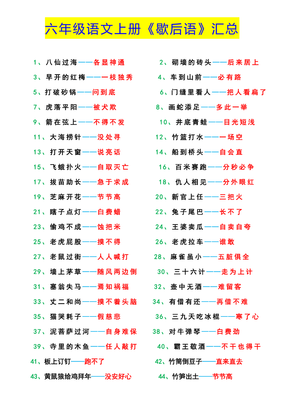 7.18《歇后语大全》六年级上册语文.pdf_第1页