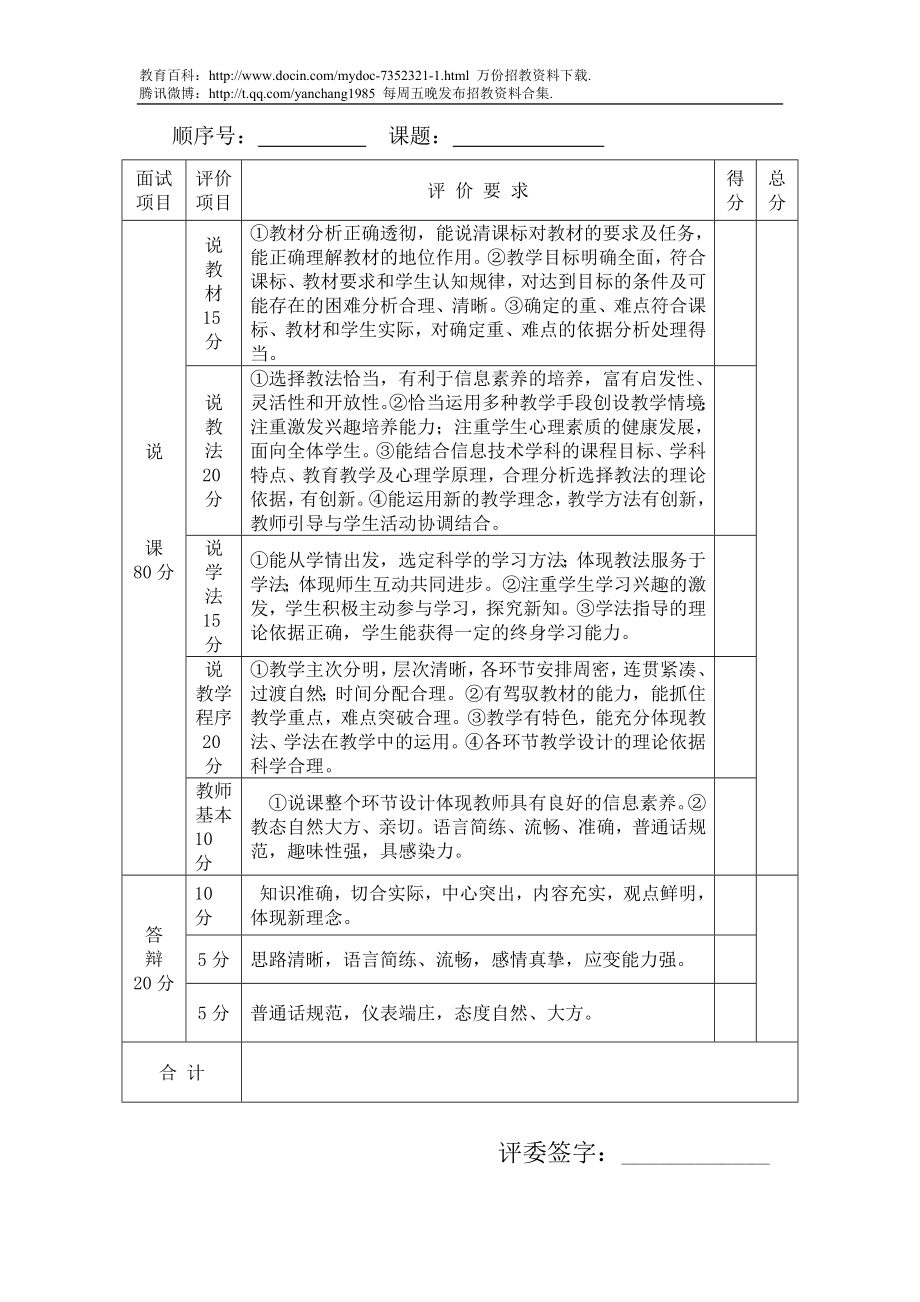 【豆丁★教育百科】宁晋县教师招聘说课内容及评分标准.doc_第2页