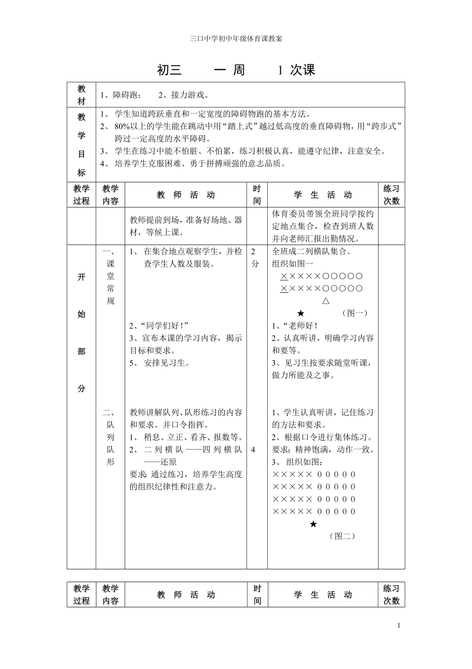 初中九年级全套体育教案(共36课)(1).doc_第1页