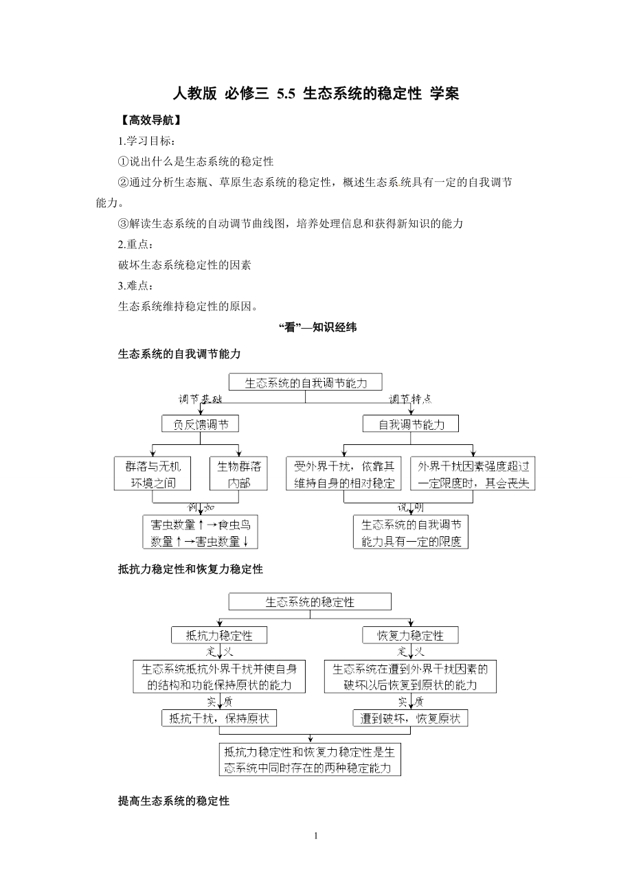 高中生物精品学案：5.5 生态系统的稳定性.doc_第1页