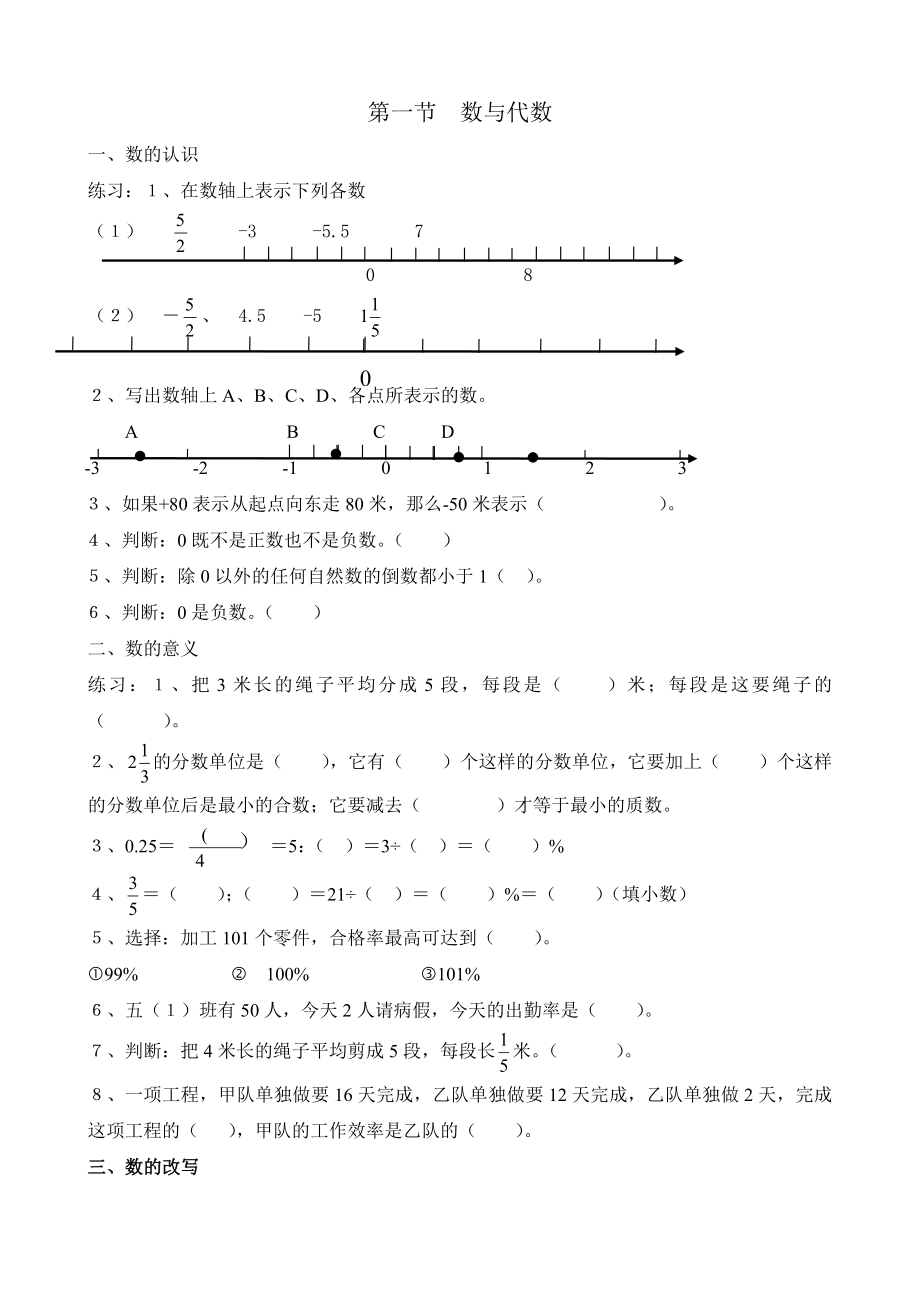 六年级数学下册毕业考点练习题.doc_第1页