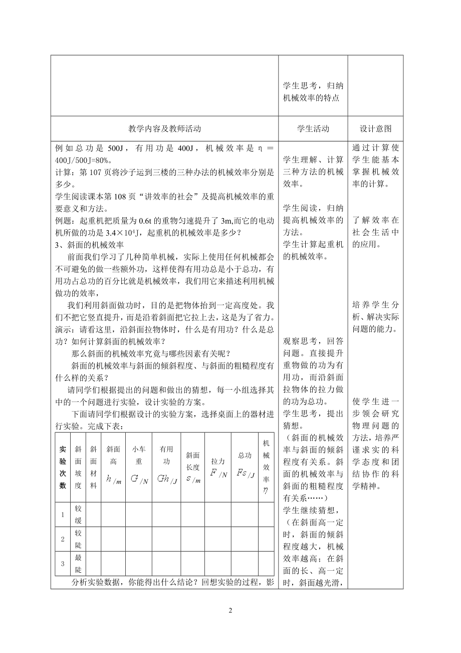 初中物理教案-人教版-九年级-15.2 机械效率.doc_第2页