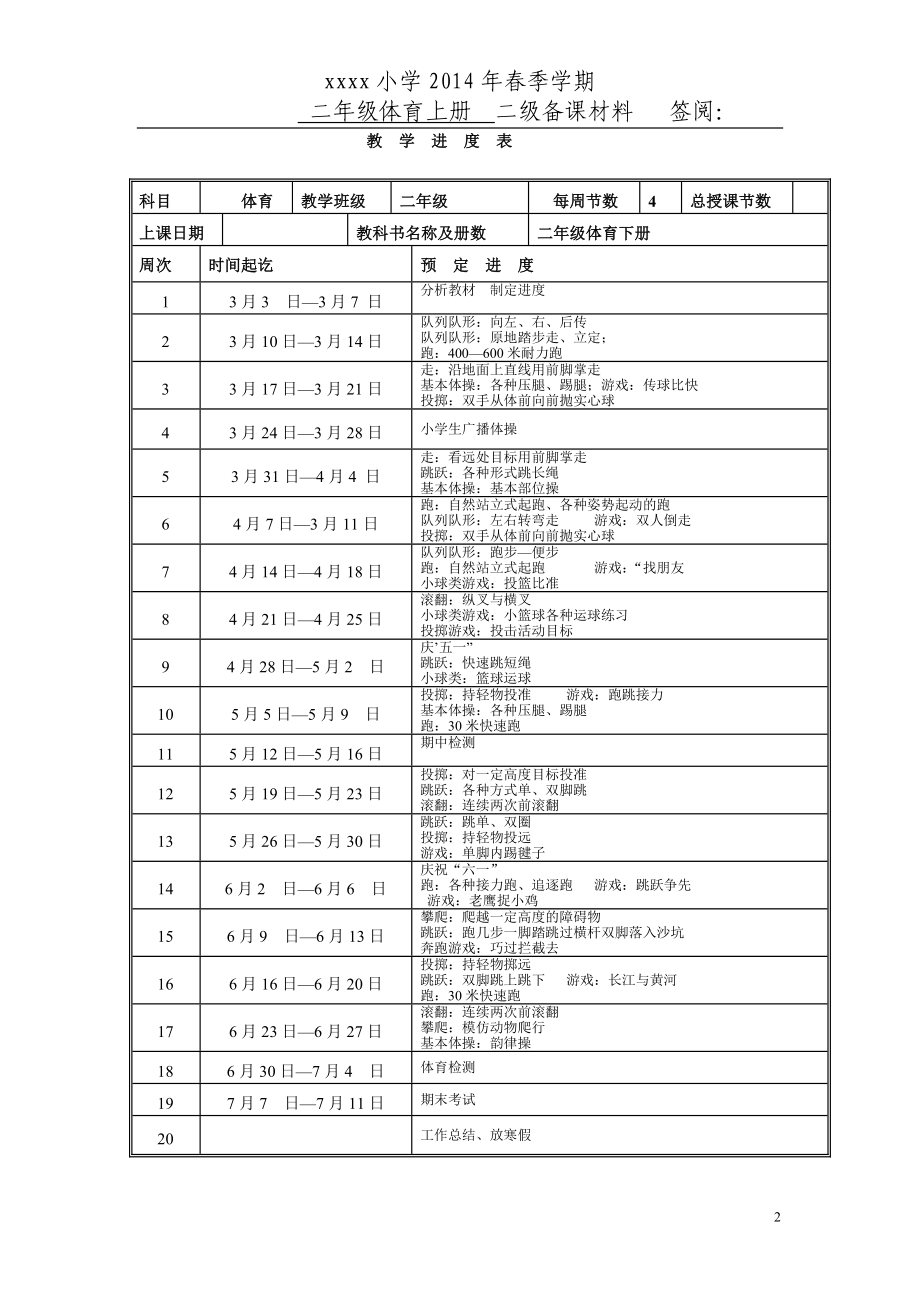 小学二年级体育下册教案(1).doc_第2页