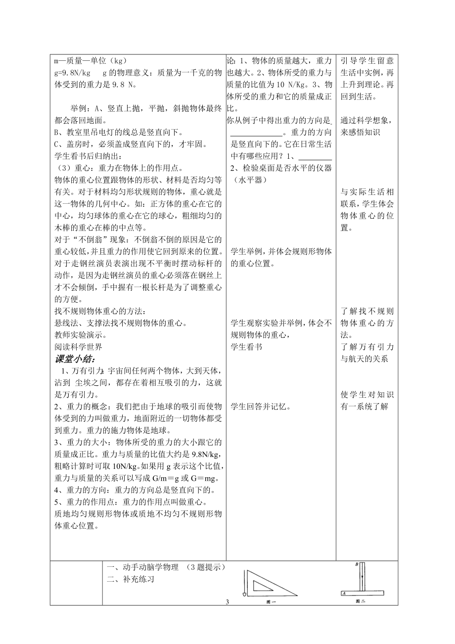 初中物理教案-人教版-九年级-13.2重力.doc_第3页