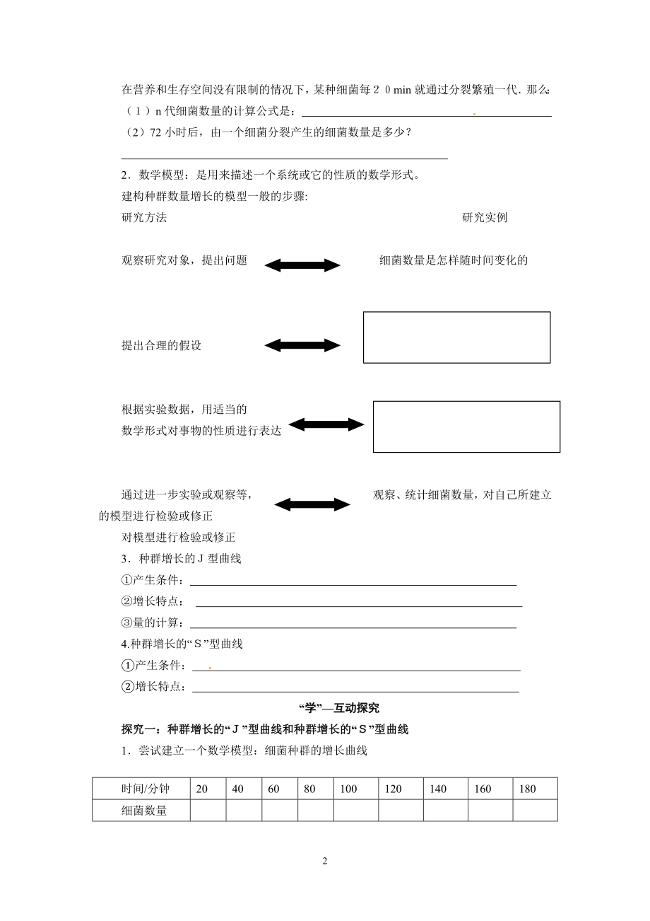 高中生物精品学案：4.2 种群的数量变化.doc_第2页