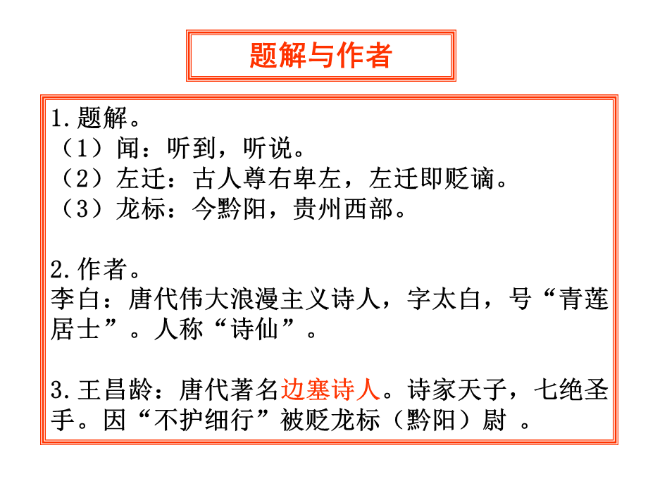 闻王昌龄左迁龙标遥有此寄等1.ppt_第3页