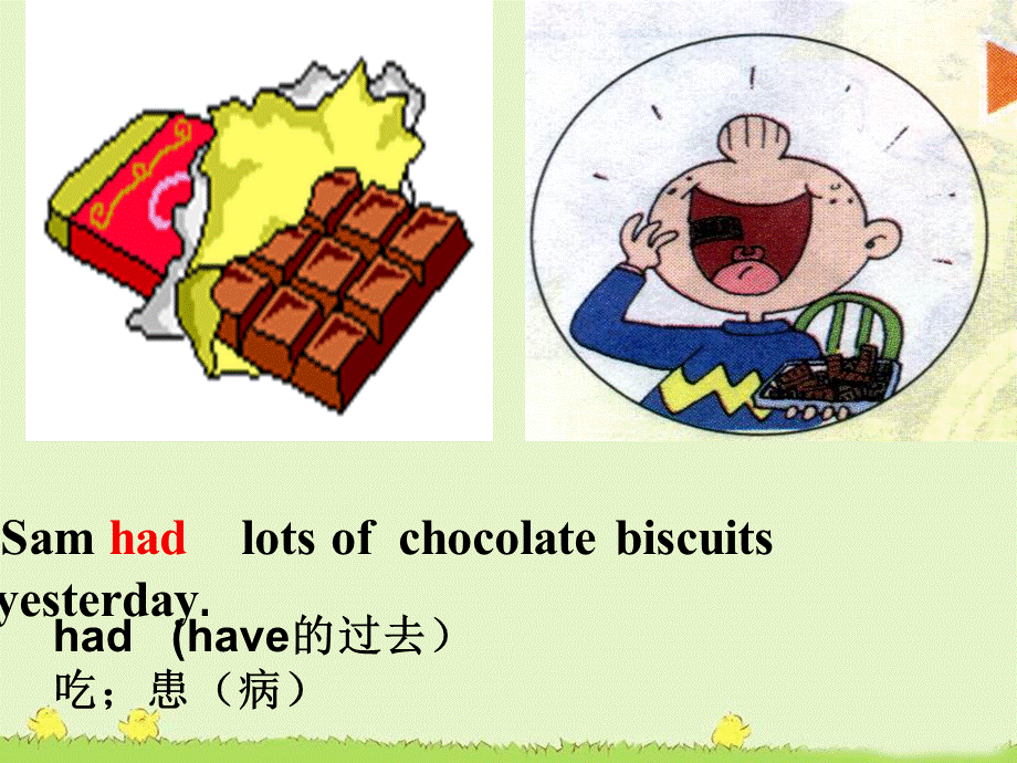 外研版（三起）四下Module 10《Unit 2 Sam had lots of chocolates》ppt课件3(1).ppt_第3页