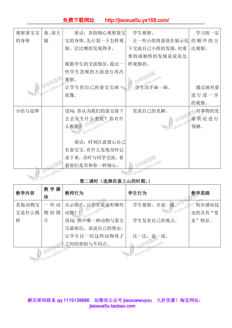 鄂教版小学科学三下《7.可爱的蚕宝宝》word教案(3).doc_第3页