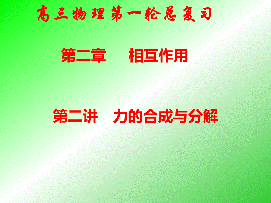 第二讲　力的合成与分解.ppt_第1页