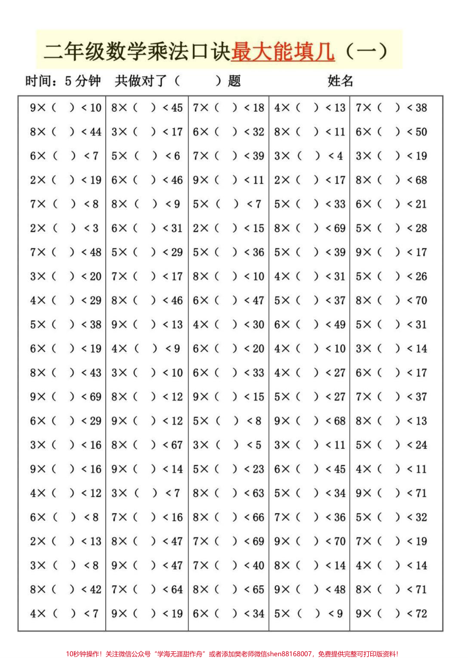 一升二乘法口诀训练#一年级 #暑假 #数学 #小学数学 #一升二.pdf_第2页