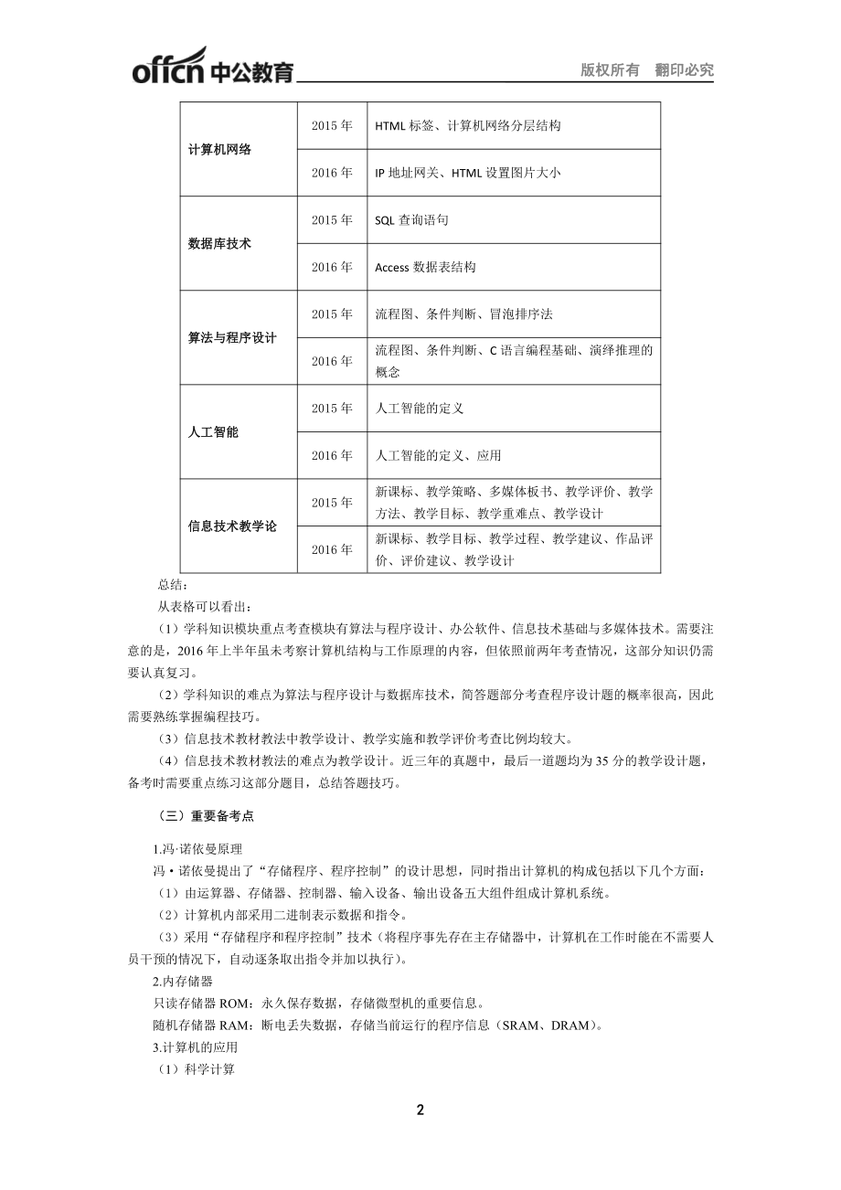 （高中信息技术）2017年上半年全国教师资格笔试高分攻略.pdf_第2页