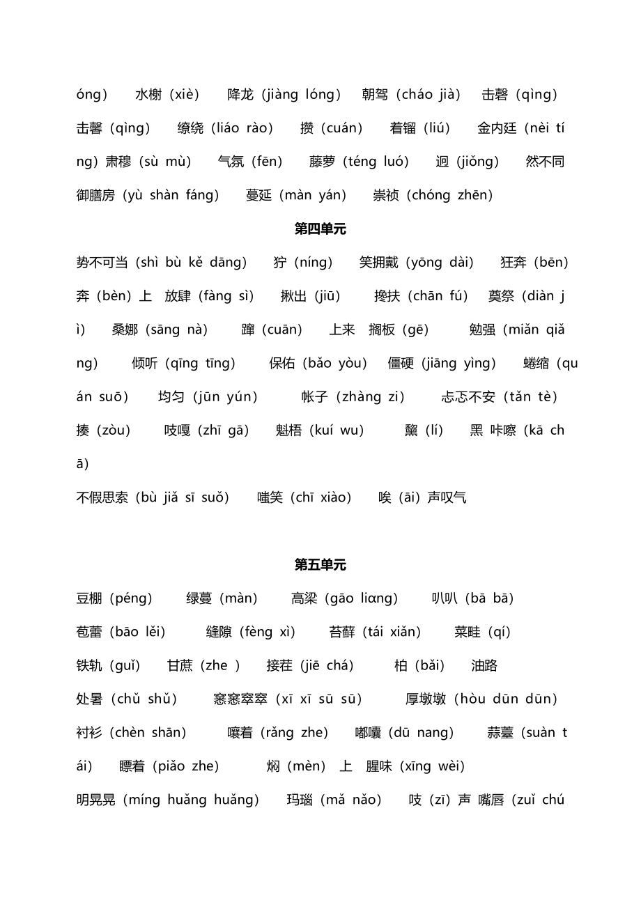 人教小学语文6上 单元易错读音词语归类（5页）.doc_第3页