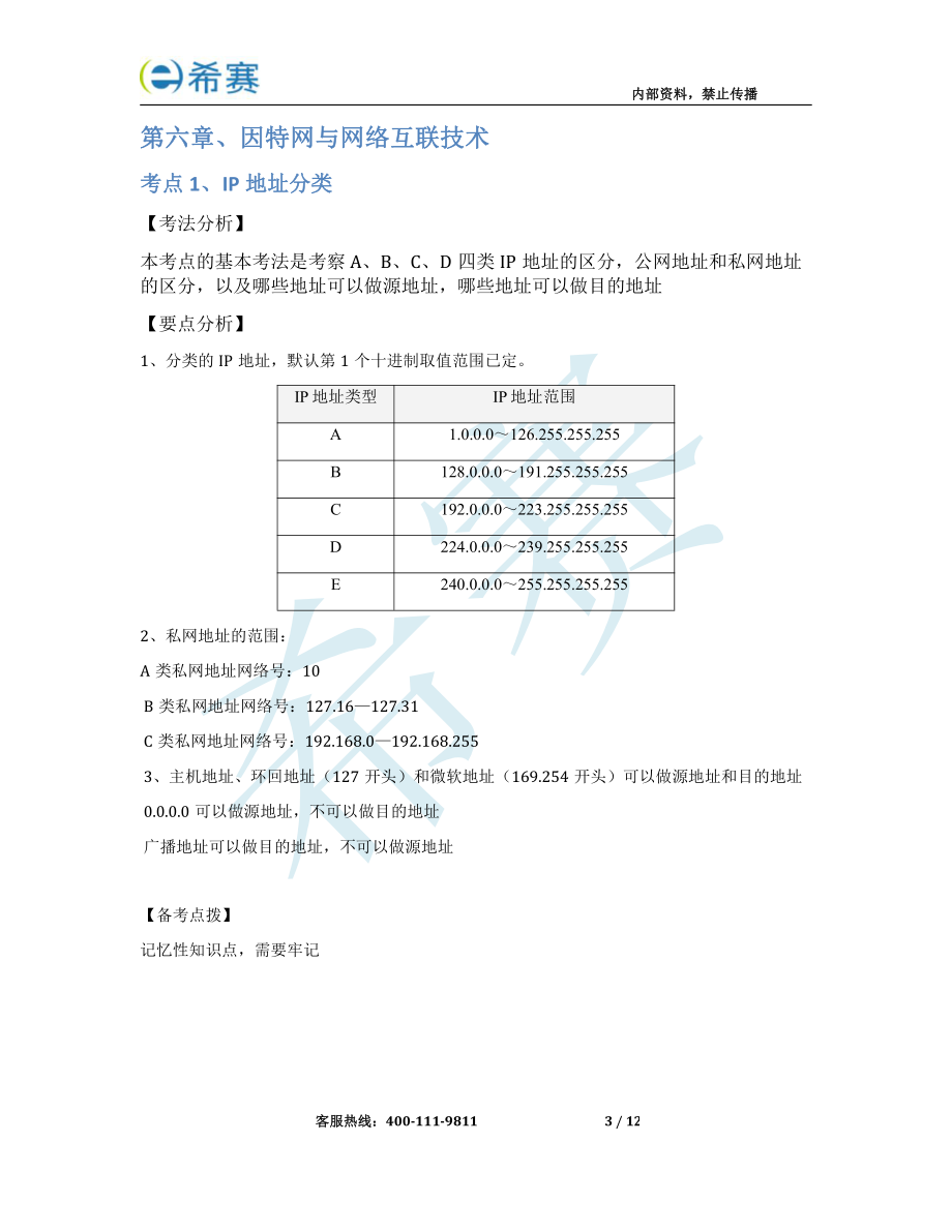 希赛2020年网络管理员考前必备9页纸（内部资料）.pdf_第3页