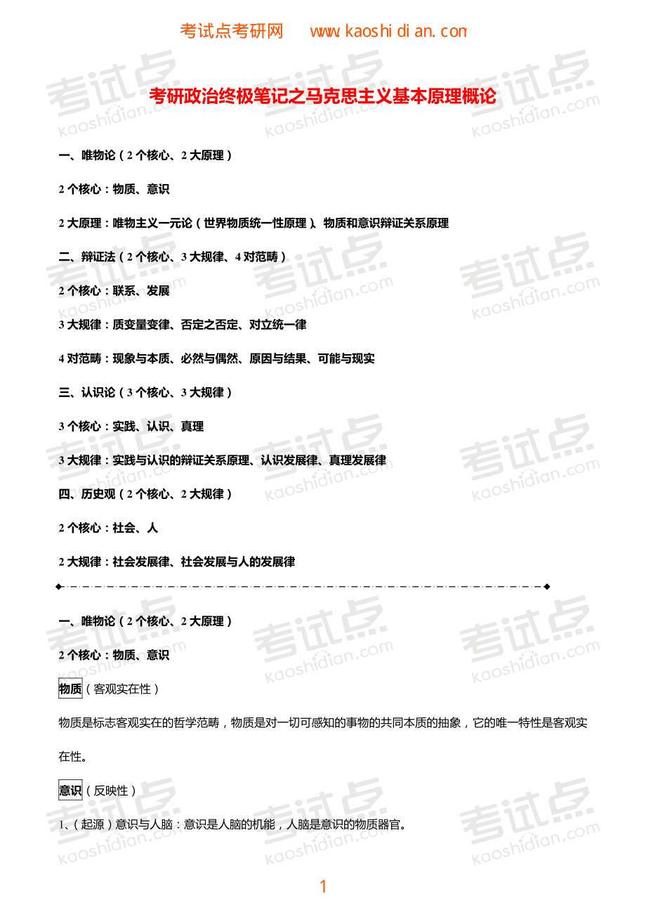 考研政治终极笔记之马克思主义基本原理概论（24小时搞掂政治）.pdf_第1页