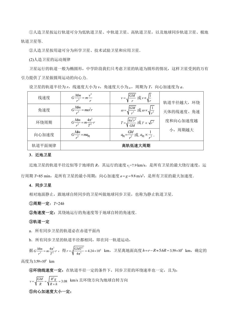 专题07天体环绕规律及应用——教师版.docx_第2页