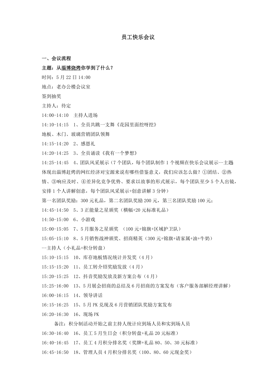 员工快乐会议举办流程.docx_第1页