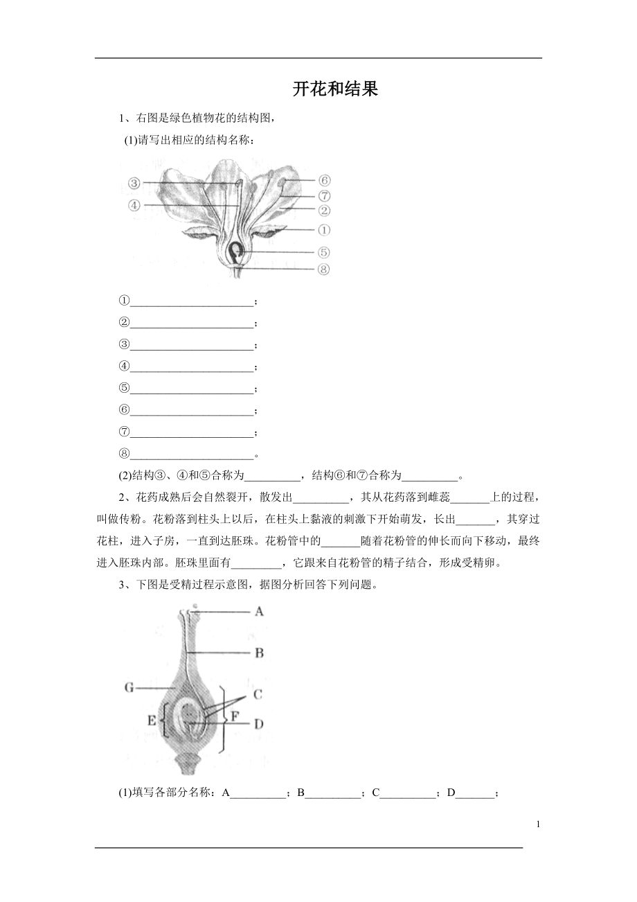 《开花和结果》习题 1 含答案.doc_第1页