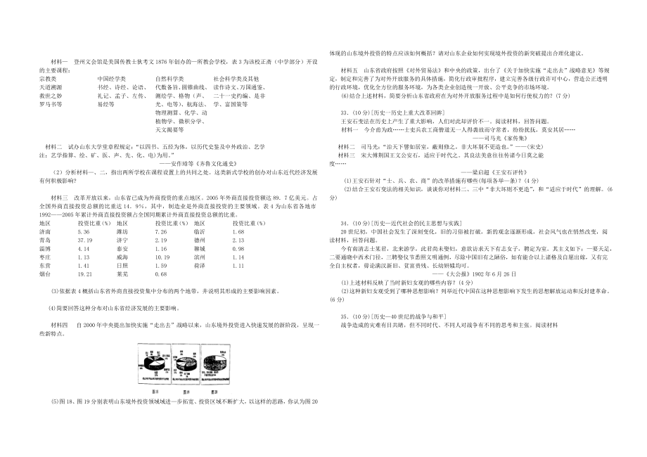 2007年高考真题 历史(山东卷)（原卷版）(1).doc_第2页