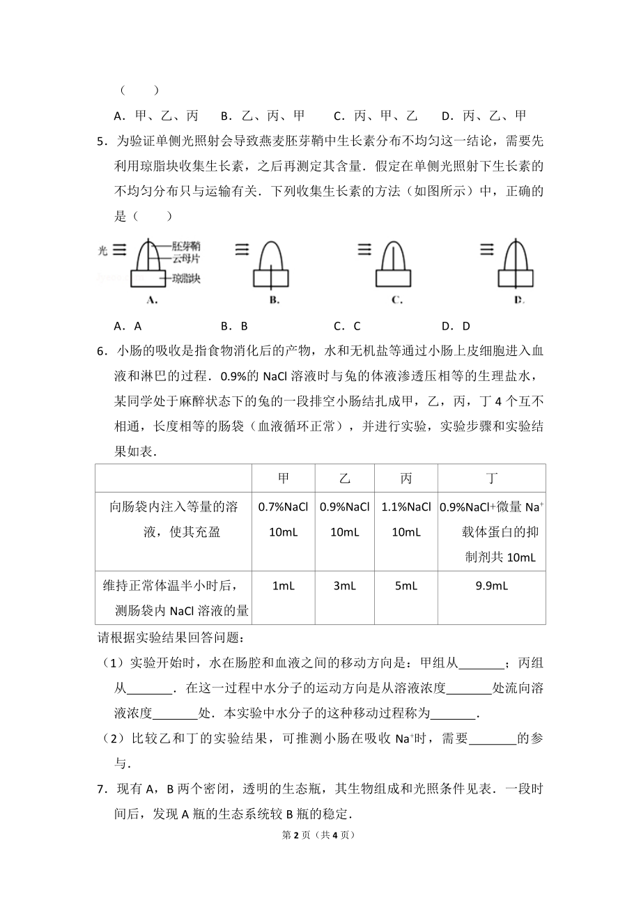 2014年全国统一高考生物试卷（大纲版）（原卷版）.pdf_第2页