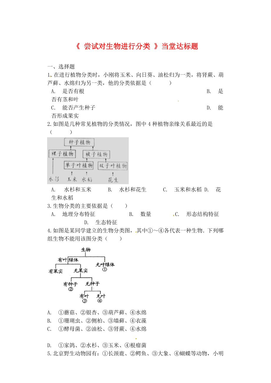 6.1.1尝试对生物进行分类.doc_第1页