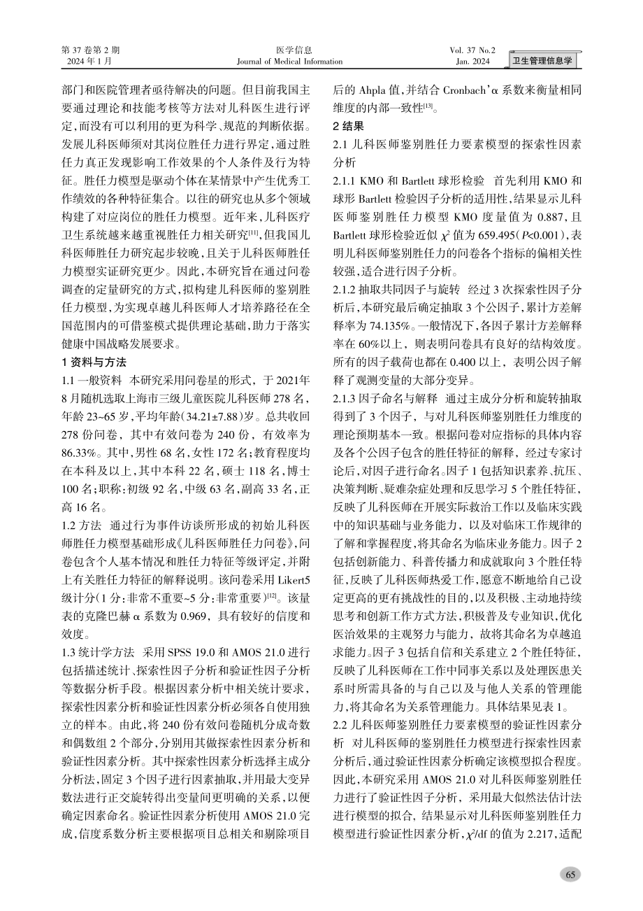 上海三级儿童医院儿科医师岗位胜任力模型实证研究.pdf_第2页