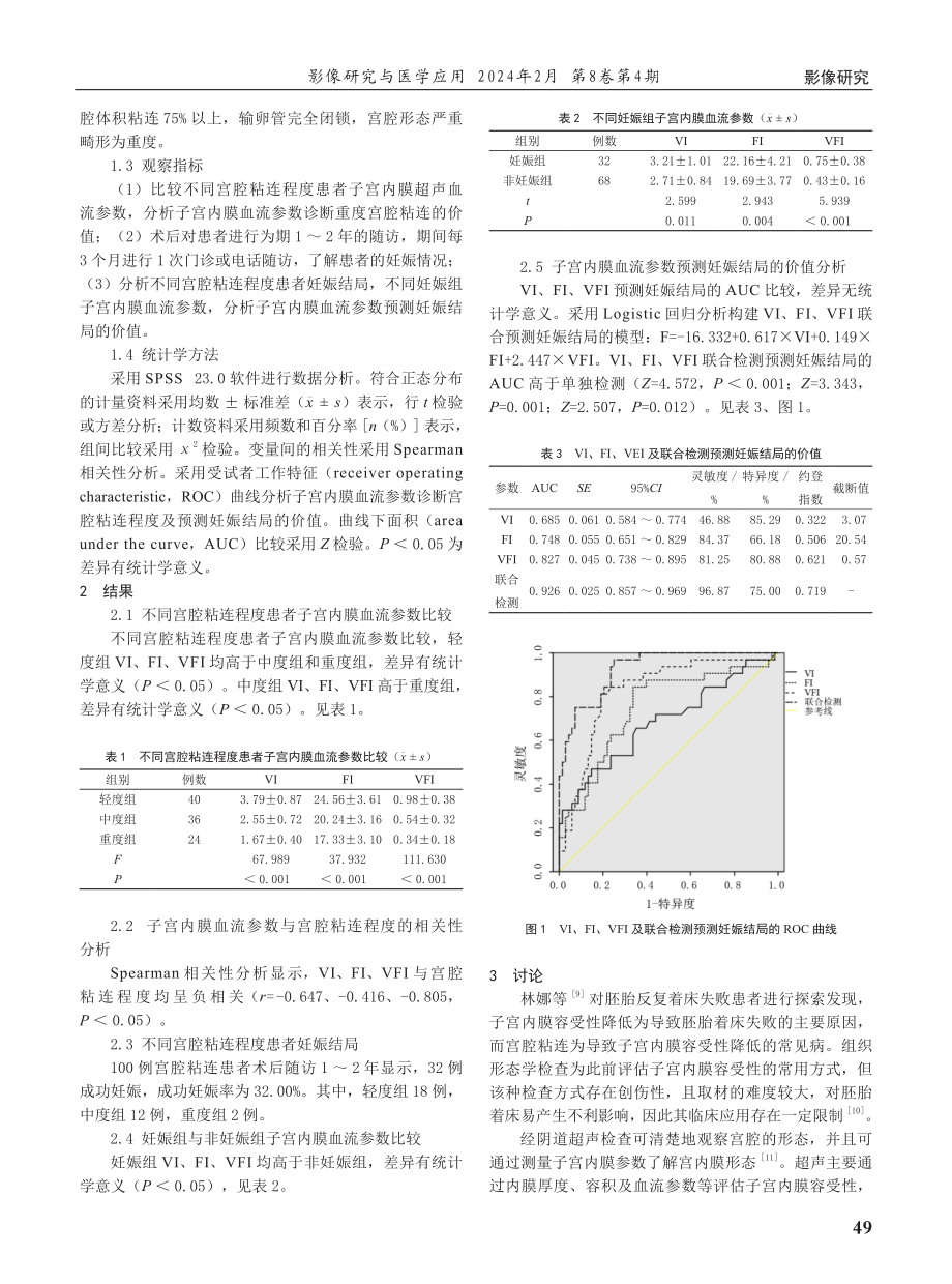 子宫内膜超声血流参数评估宫腔粘连患者病情及妊娠结局的价值.pdf_第2页