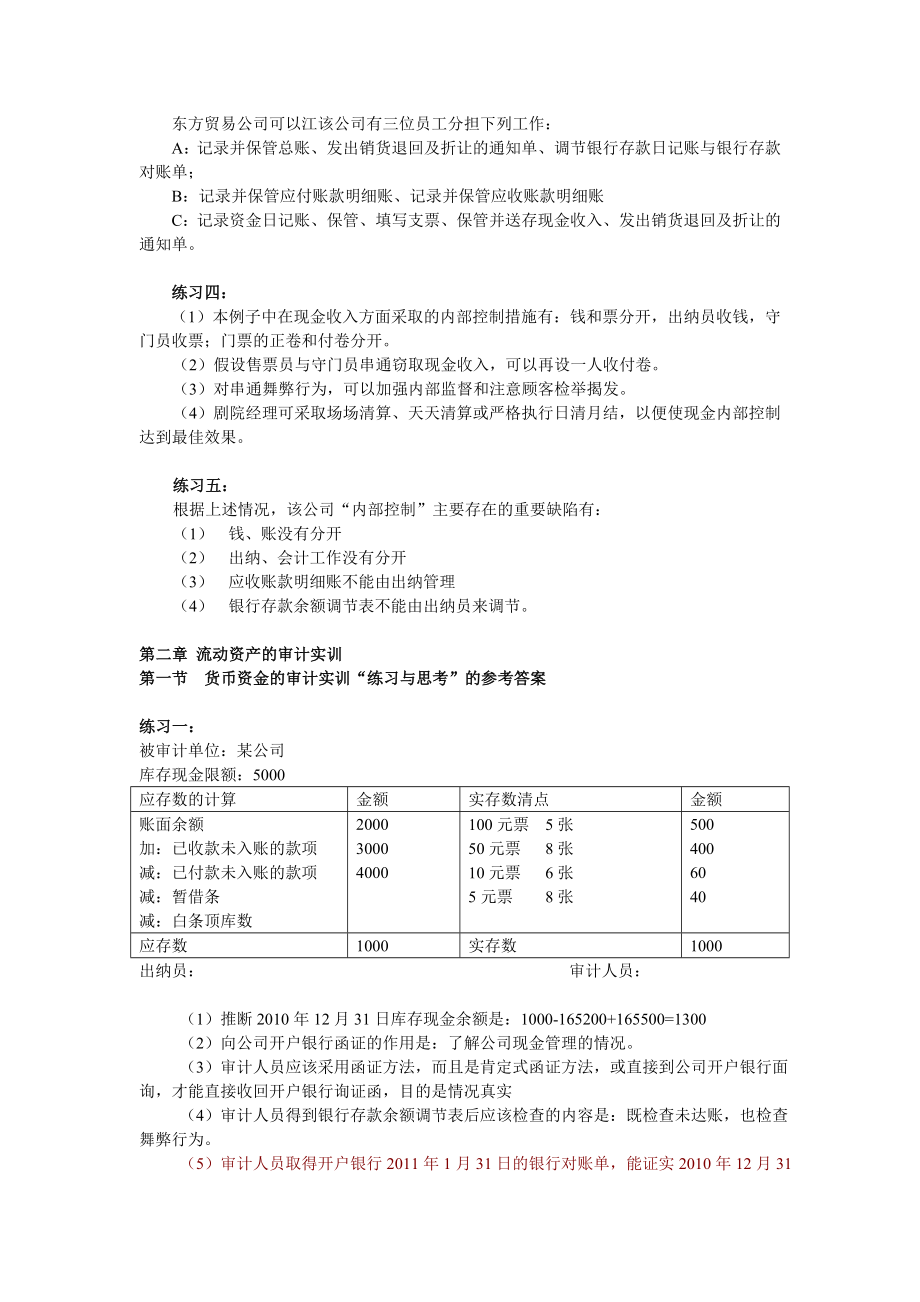 40048-00+审计实训（第四版）+参考答案（新）.doc_第2页