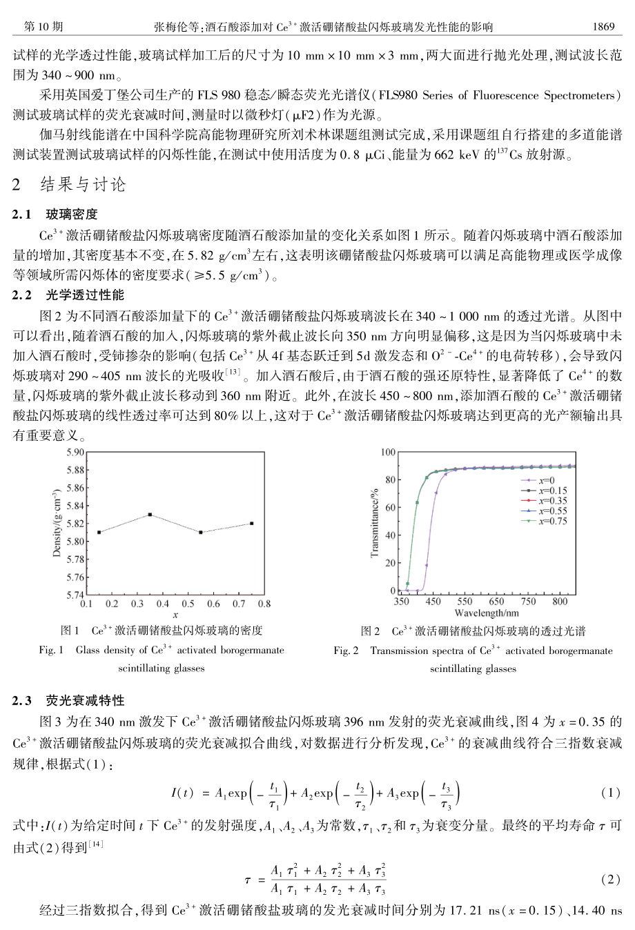 酒石酸添加对Ce%5E%283 %29激活硼锗酸盐闪烁玻璃发光性能的影响.pdf_第3页