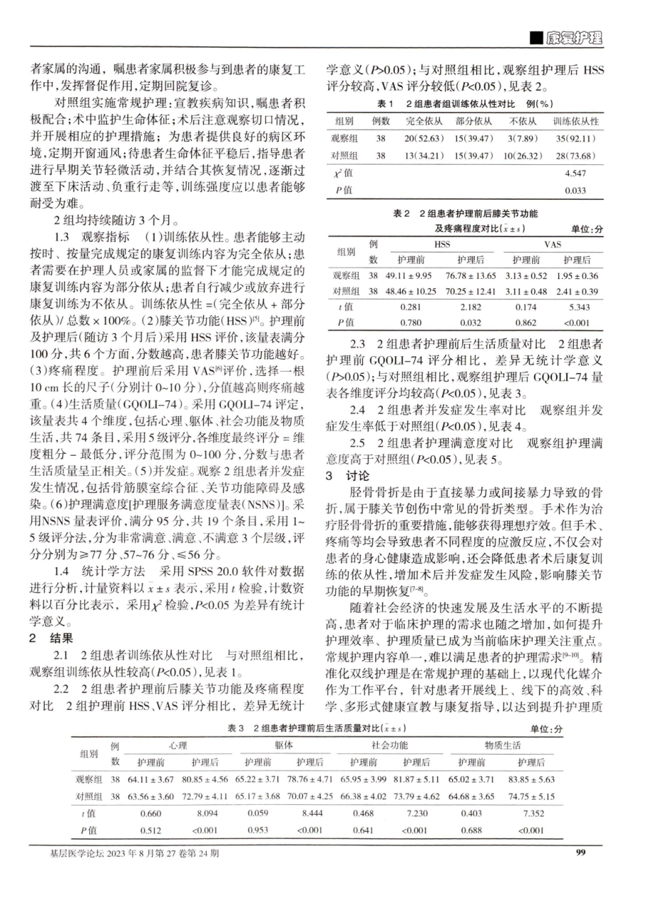 精准化双线护理在胫骨骨折术后患者康复中的应用价值研究.pdf_第2页