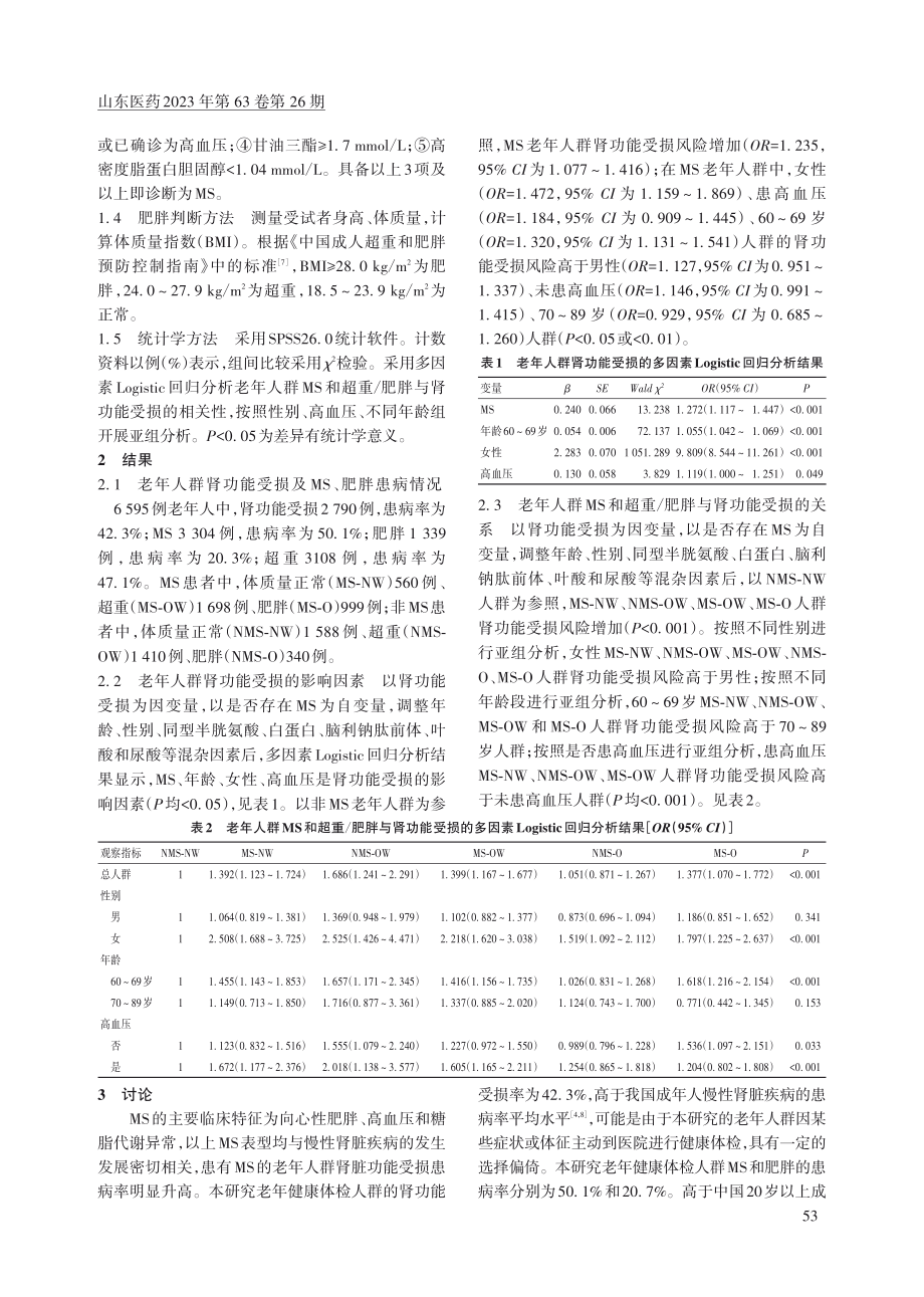 老年人群代谢综合征、肥胖_超重与肾功能受损的相关性.pdf_第2页