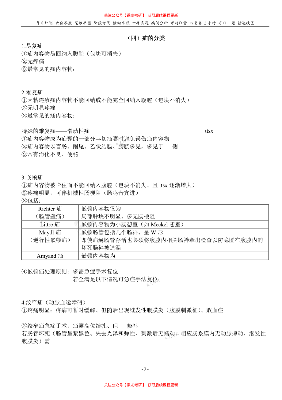 填空式讲义：外科 腹外疝 核心-导图-真题-串联 天天师兄24考研 冲.pdf_第3页