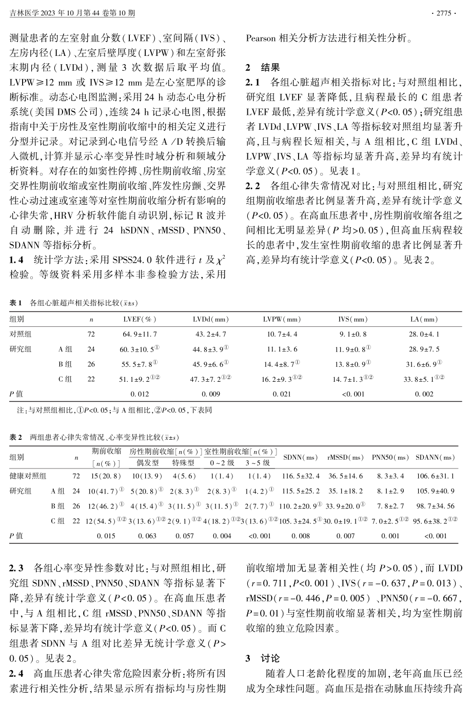 老年高血压患者左心室肥厚与心律失常及心率变异性的相关性.pdf_第2页