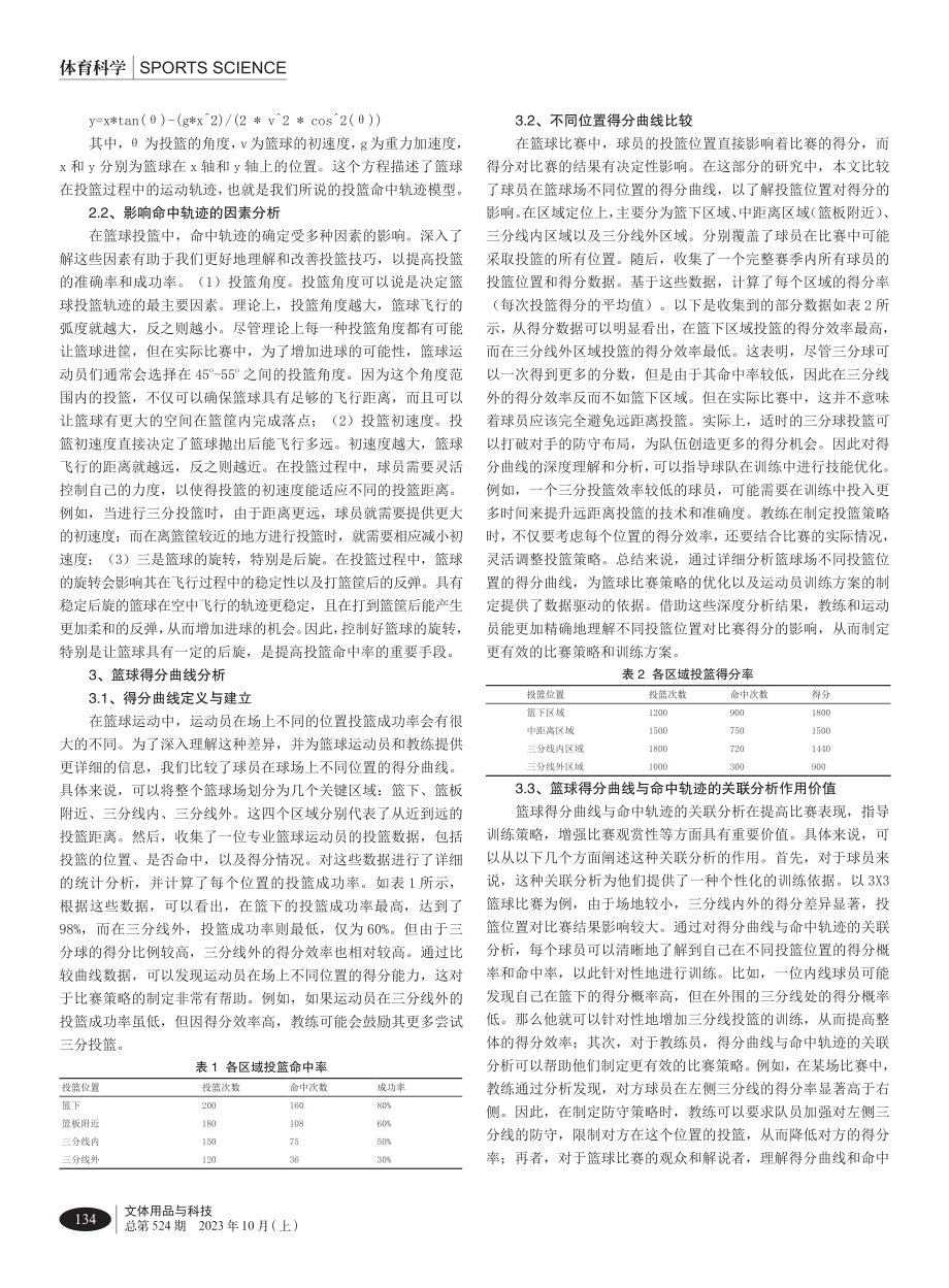 篮球投篮命中轨迹及其得分曲线研究.pdf_第2页