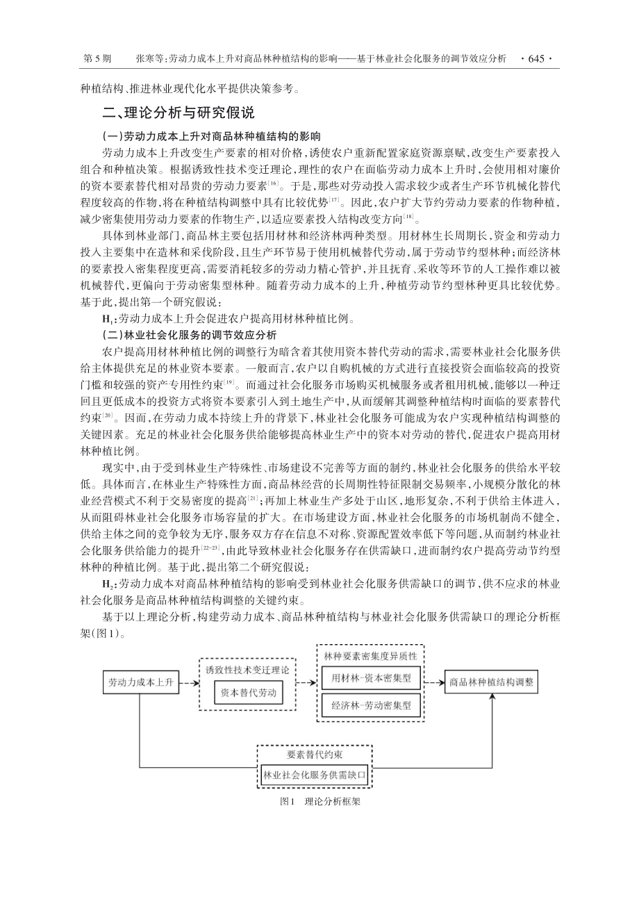 劳动力成本上升对商品林种植结构的影响——基于林业社会化服务的调节效应分析.pdf_第3页